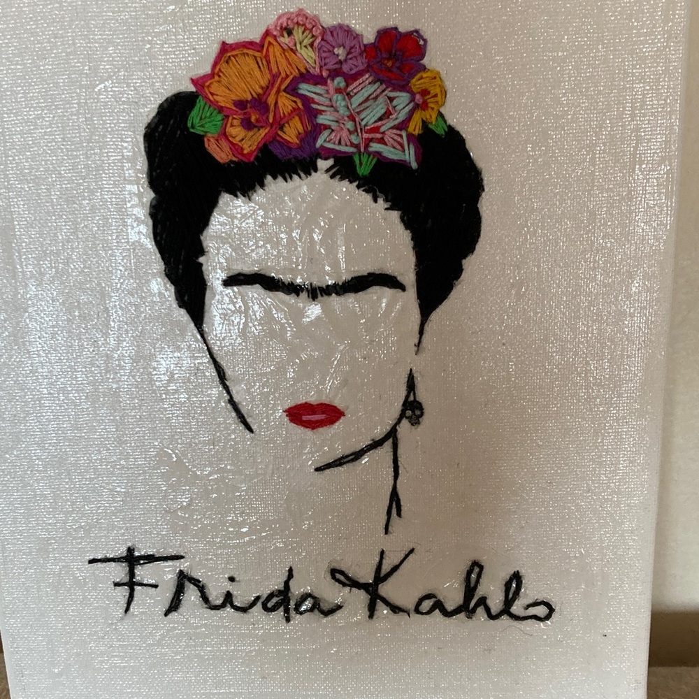 NEW Frida Kahlo hand sewn profile on canvas, 8x10 - Picture 2 of 3
